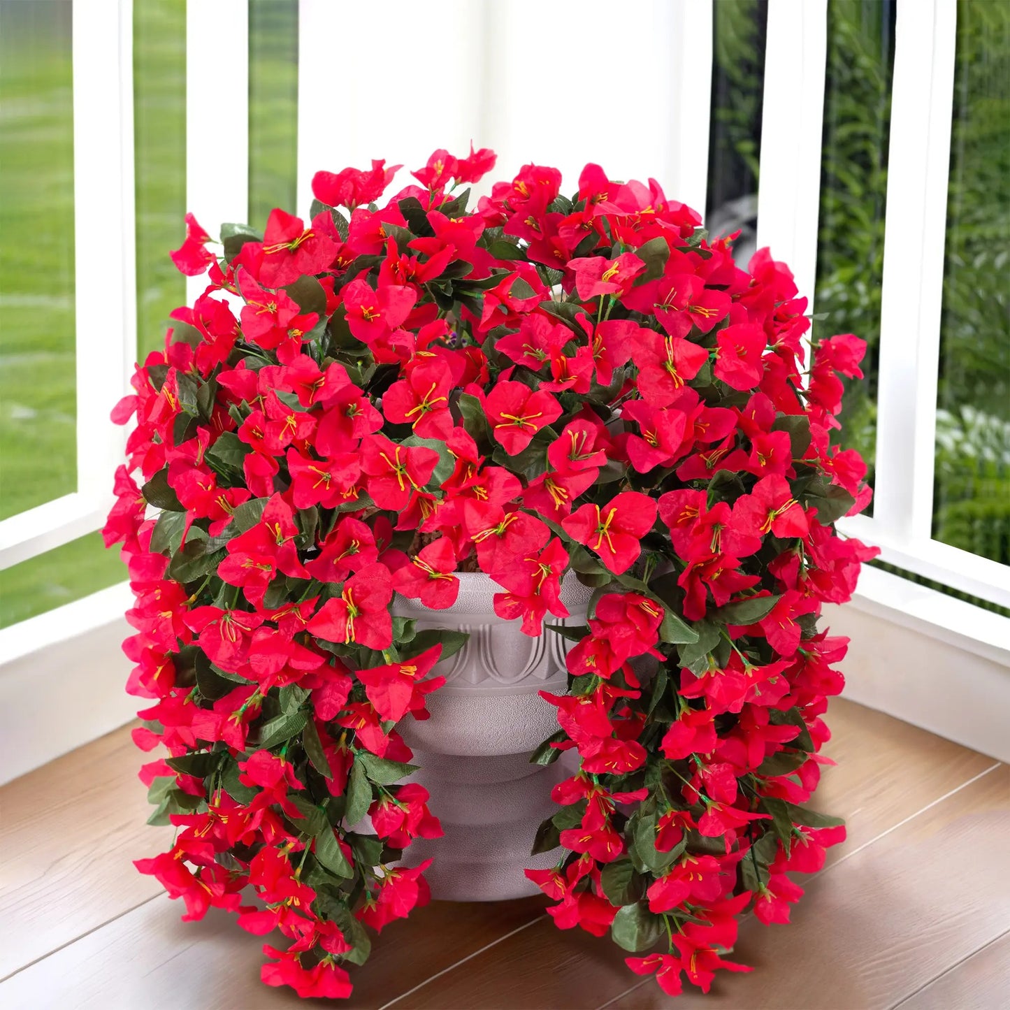 Artificial Bougainvillea Hanging Basket with Trailing Flowers