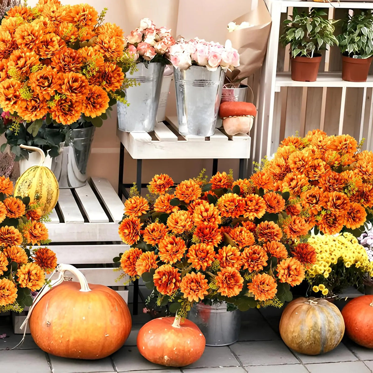 Artificial Autumn Thanksgiving 9-Stem Chrysanthemum Decoration