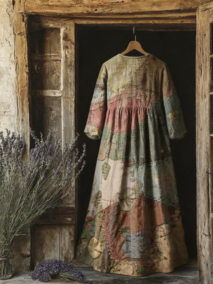 Vintage Pocket-Print Pocket Dress