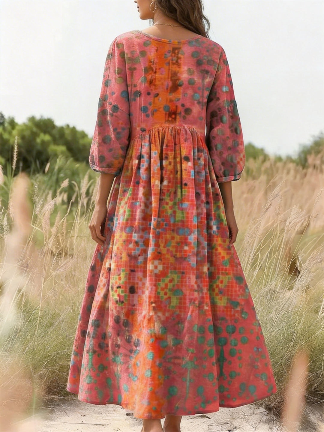 Contrast Graffiti-Print Pocket Dress