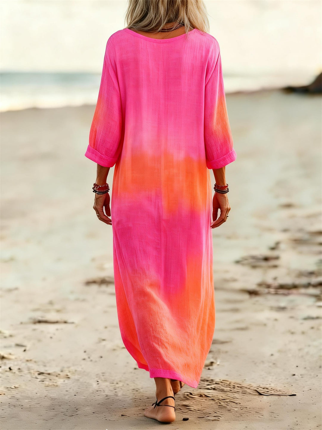 HIPPIE SOUL Peace Symbol Printed V-Neck Holiday Dress