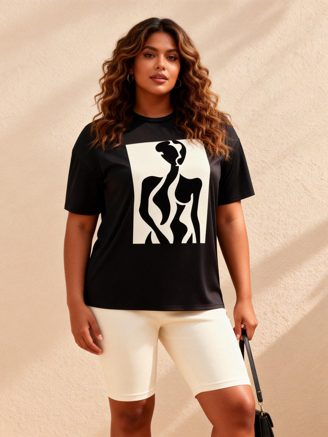 Matisse Style Abstract Body Print Casual Shorts Set