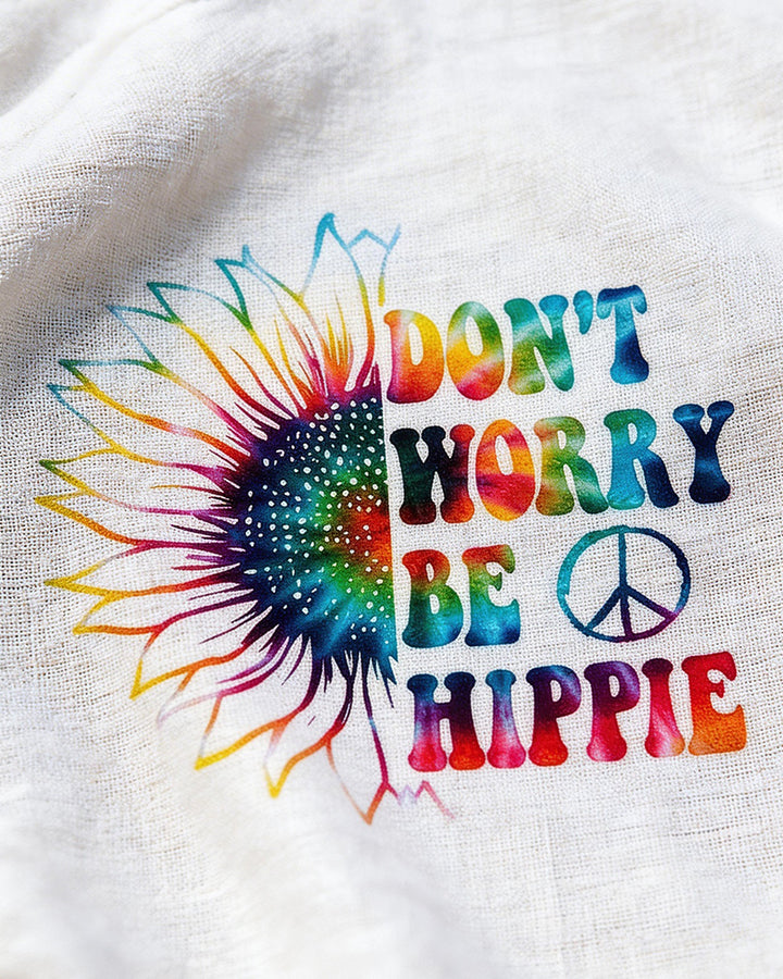 Rainbow Sunflower "Don't Worry Be Hippie" T-shirt