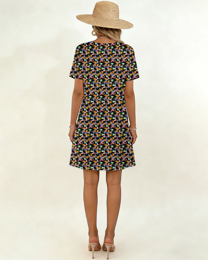 Floral Print V-Neck Dress