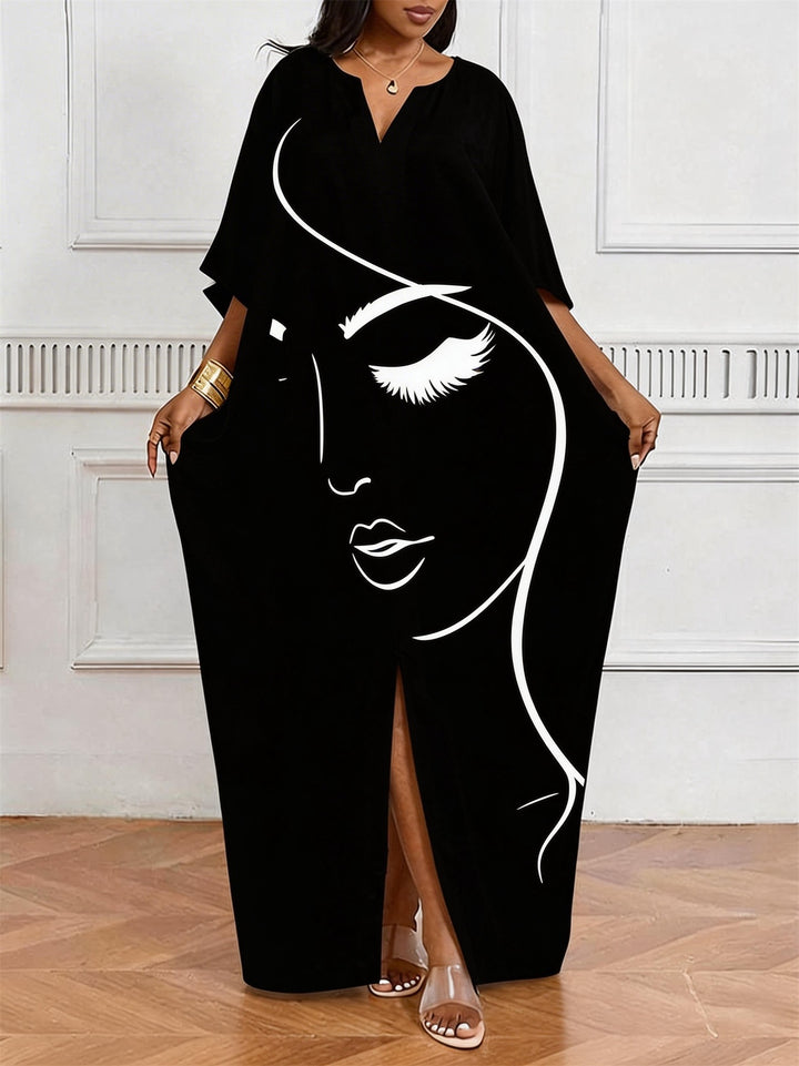 Minimalist Side Face V-Neck Casual Elegant Dress