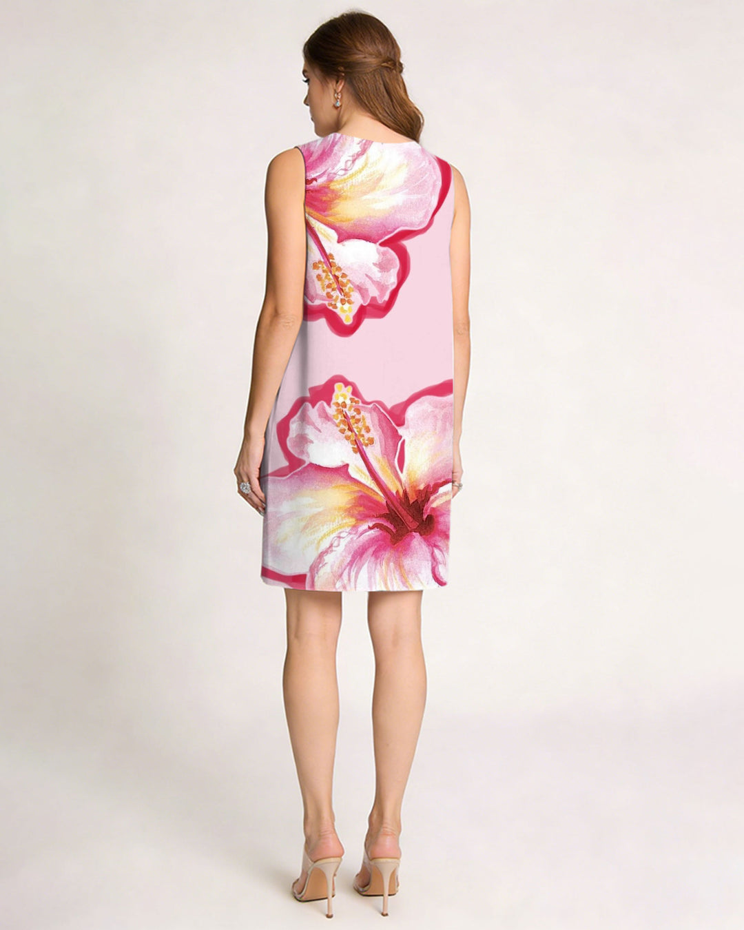 Pink Large Floral Print Dress