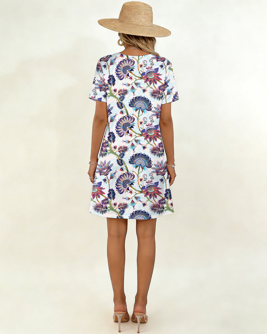 Fantasy Floral-Print V-Neck Dress