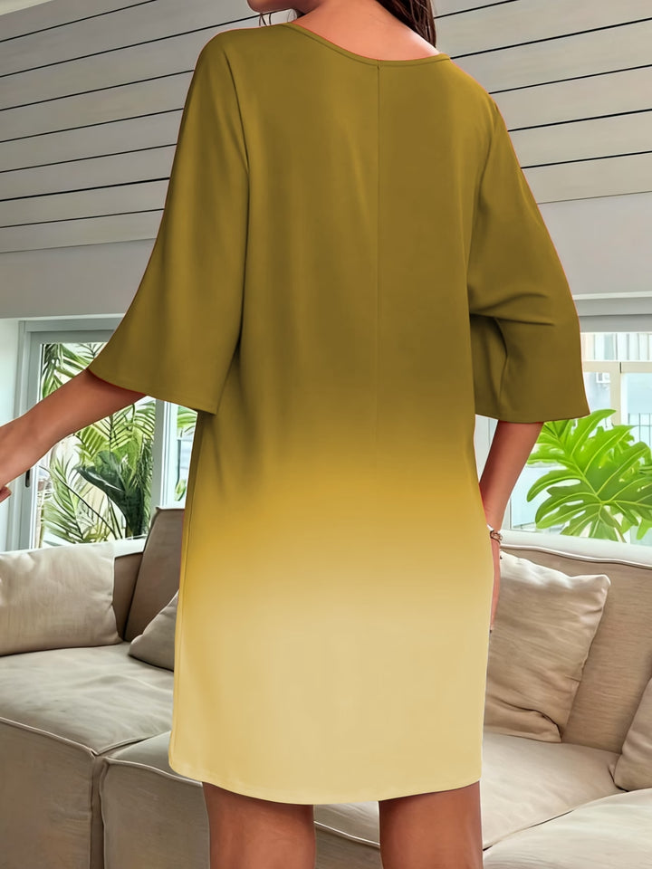 Minimalist Gradient Print V-Neck Mini Dresses