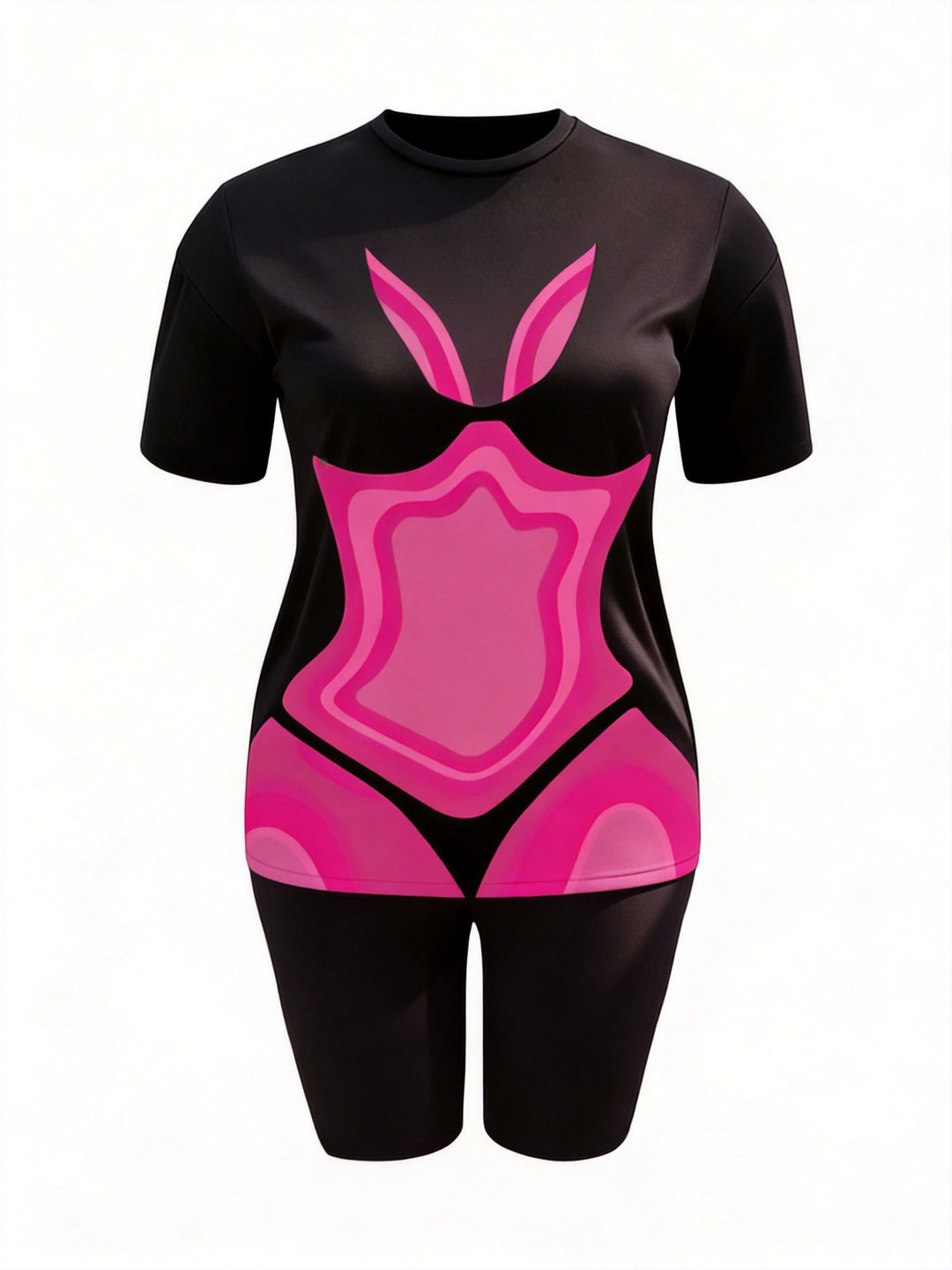 Powder Layered Bikini Print Casual Shorts Set