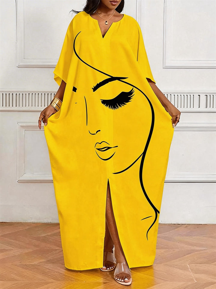 Minimalist Side Face V-Neck Casual Elegant Dress