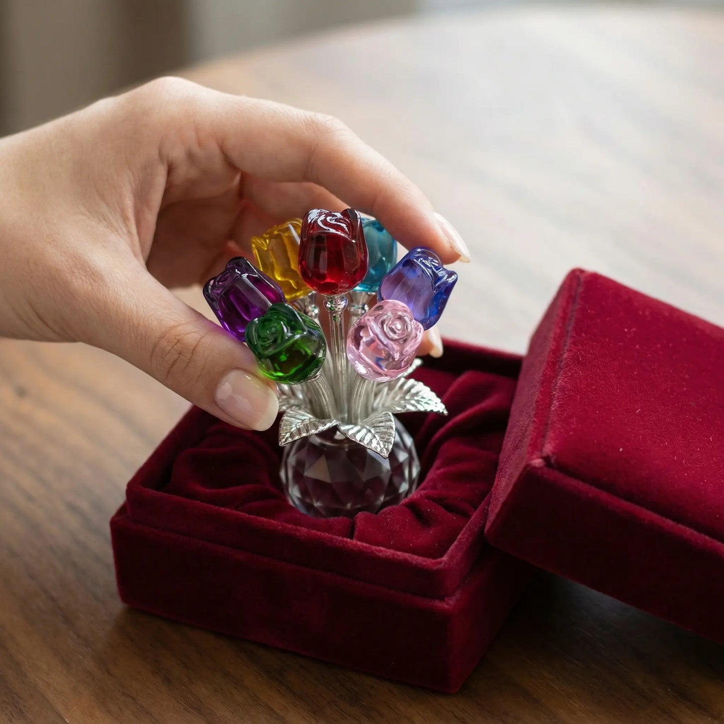 Exquisite Crystal Rose Ornament