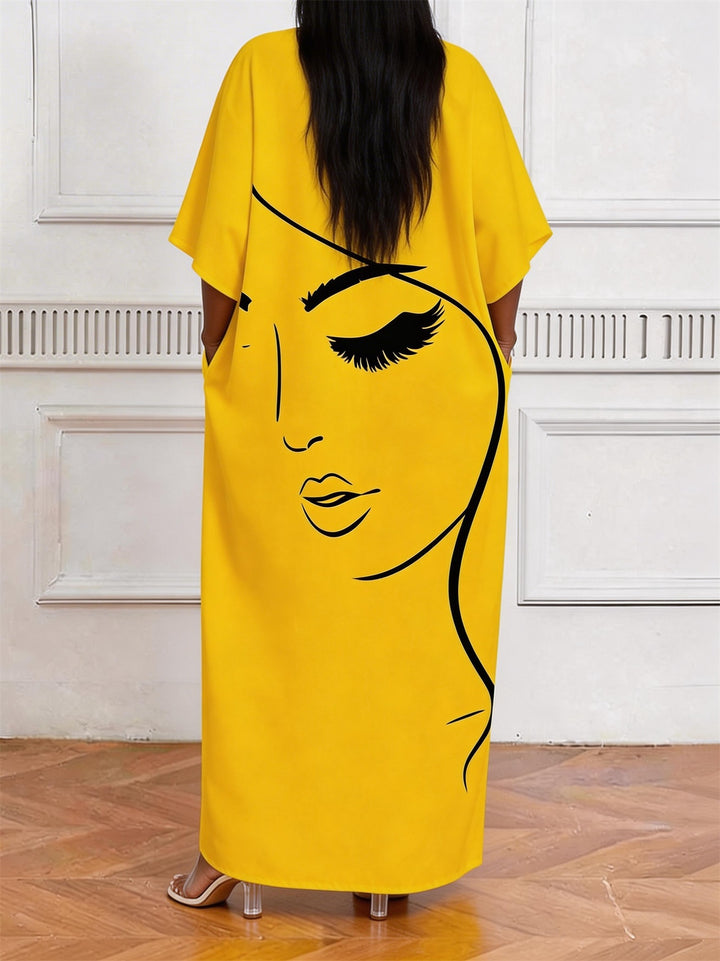 Minimalist Side Face V-Neck Casual Elegant Dress