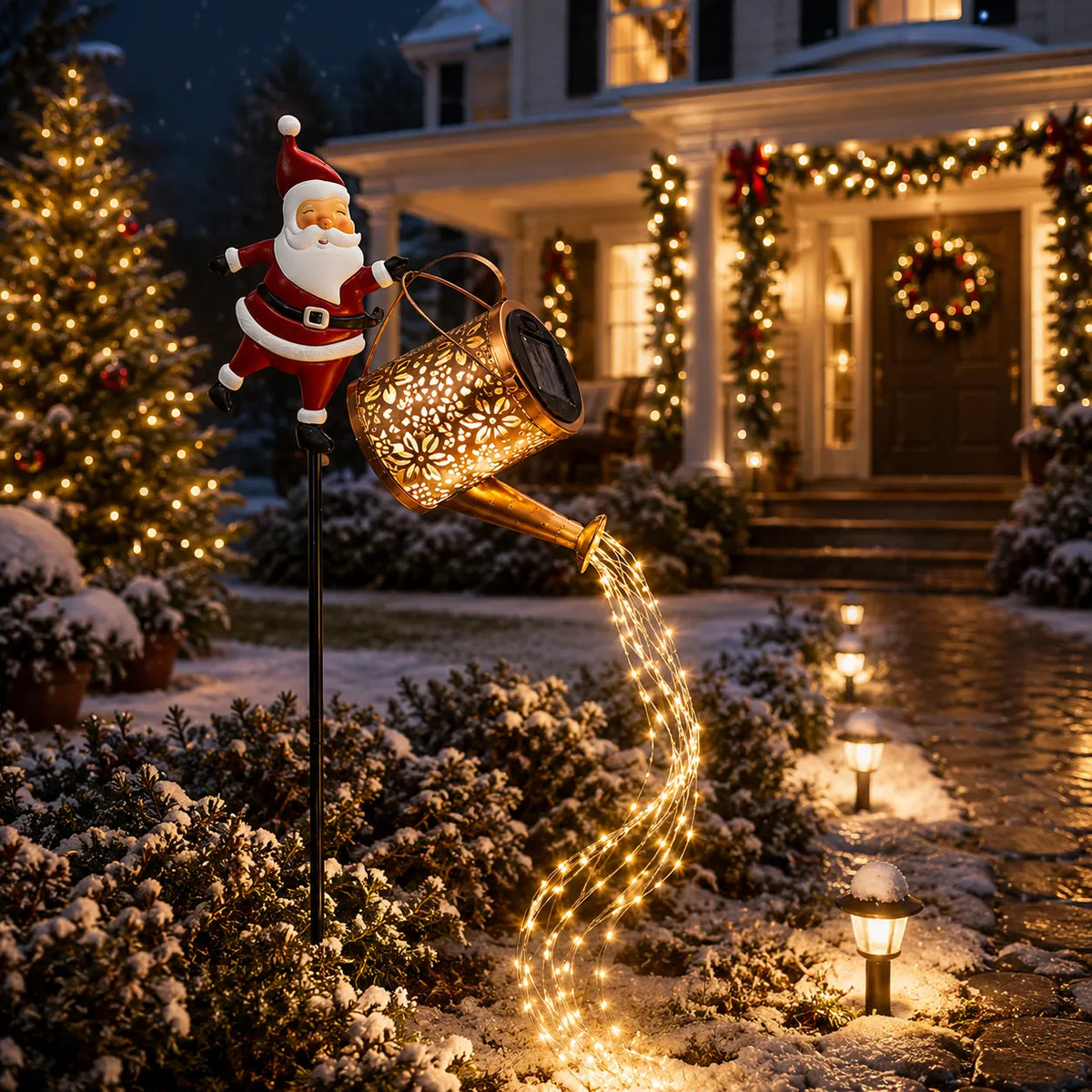🐕2026 HOT SALE🥳 Solar Santa Waterfall Garden Light