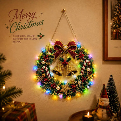 LED Christmas-Themed DIY Pearl and Diamond Painting（With string lights）