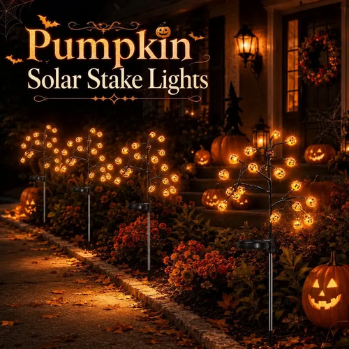 Solar-powered Halloween ground-stake lights for outdoor holiday decoration