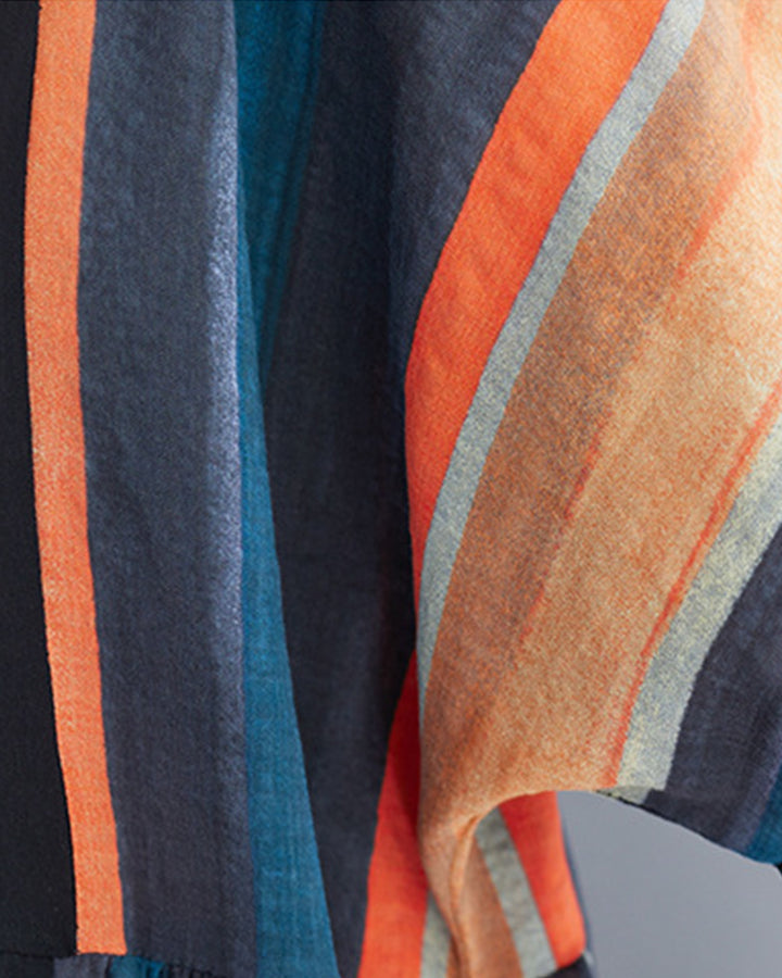 Black Contrast Striped Loose Dress