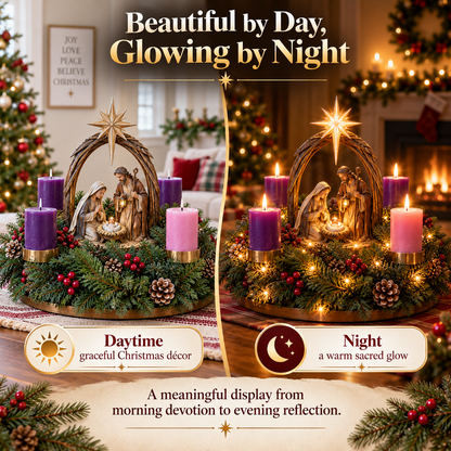 ✝️ Lighted Nativity Advent Wreath – A Sacred 4-Week Christmas Tradition
