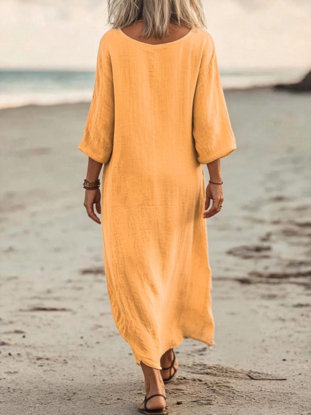 Turmeric Peace Symbol Peace Print V-Neck Holiday Dress