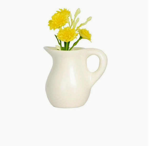 Mini Ceramic Vase Fridge Magnet with Artificial Flowers, Cute Decor for Kitchen & Office