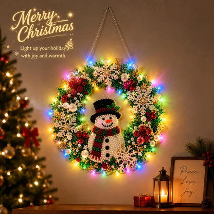 LED Christmas-Themed DIY Pearl and Diamond Painting（With string lights）