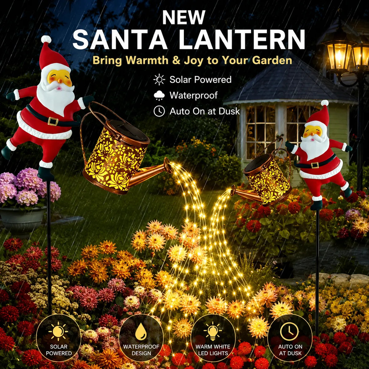 🐕2026 HOT SALE🥳 Solar Santa Waterfall Garden Light