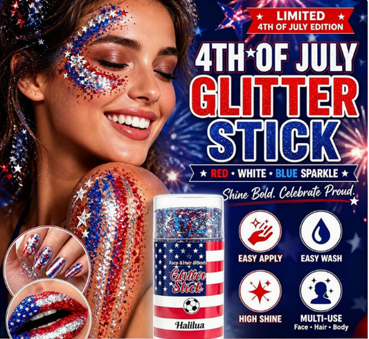 Patriotic Glitter Stick, Safe Non-Toxic for Face, Hair, Nails
