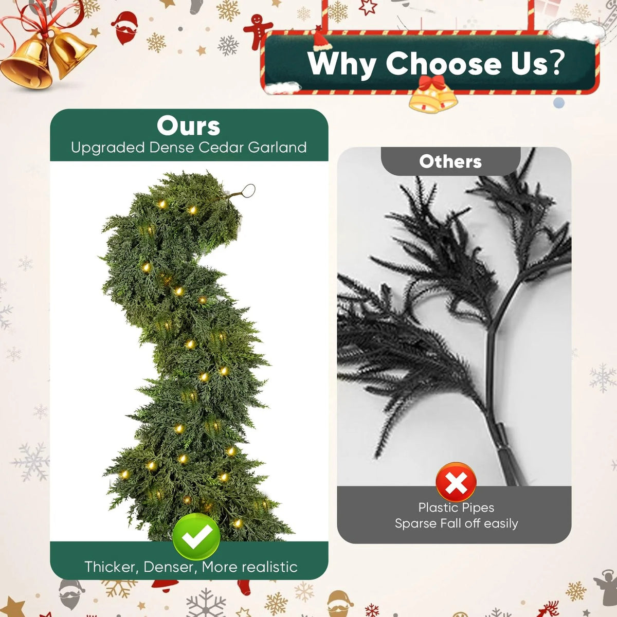 Artificial Cedar Christmas Wreath with Lights