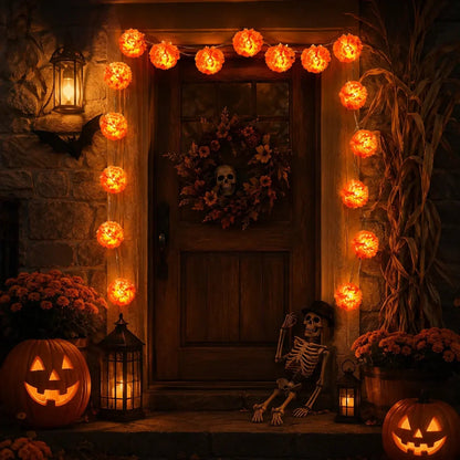 Halloween-themed LED marigold string lights（Waterproof battery box version）