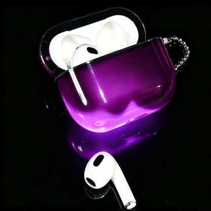 Luminous Quicksand Suitable For AirPods Shell 4 3 2 1 Pro 3 Pro 2/1 Suitable For Apple Earphone Cover Shock Absorption Enhanced Protection Cute Flash Luminous Dark Liquid Flash Funny Hard Clear Luminous Sand Earphone Case Detachable Keychain