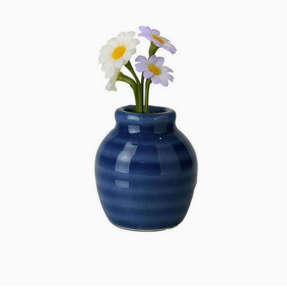 Mini Ceramic Vase Fridge Magnet with Artificial Flowers, Cute Decor for Kitchen & Office