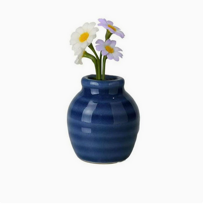 Mini Ceramic Vase Fridge Magnet with Artificial Flowers, Cute Decor for Kitchen & Office