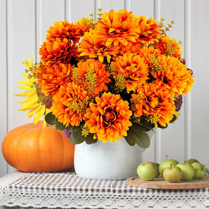 Artificial Autumn Thanksgiving 9-Stem Chrysanthemum Decoration
