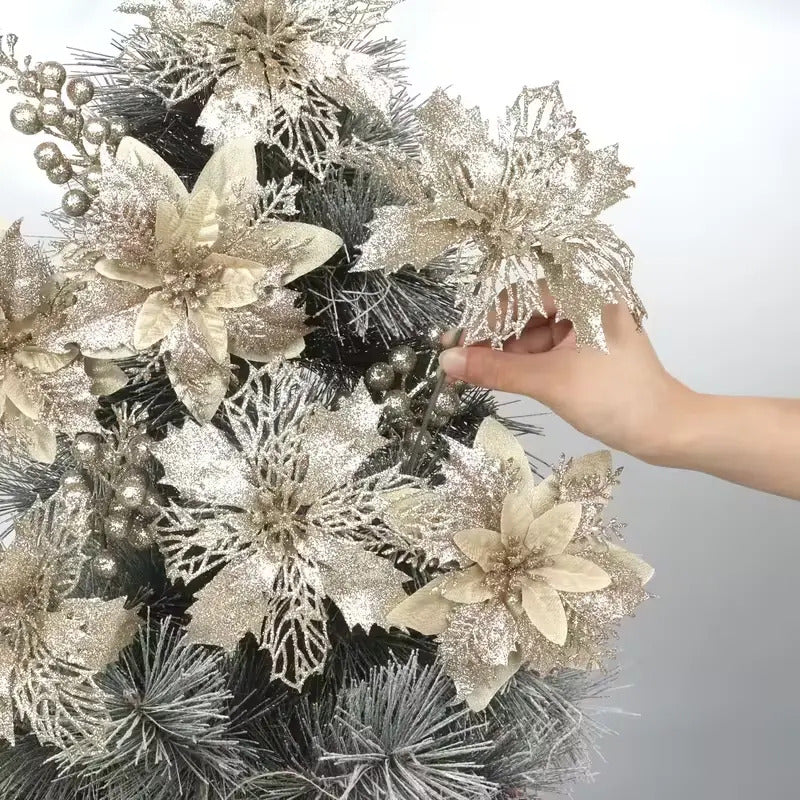 Christmas-themed artificial flower decoration set（18-piece set）