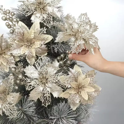 Christmas-themed artificial flower decoration set（18-piece set）