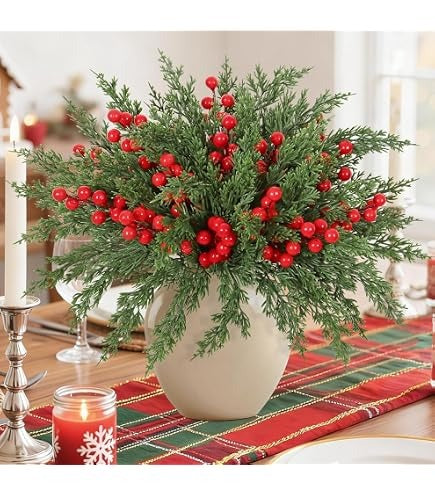 Artificial Christmas Greenery Arrangement: Cedar and Red Berries