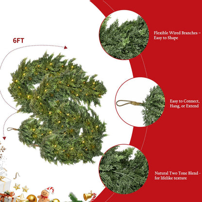 Artificial Cedar Christmas Wreath with Lights