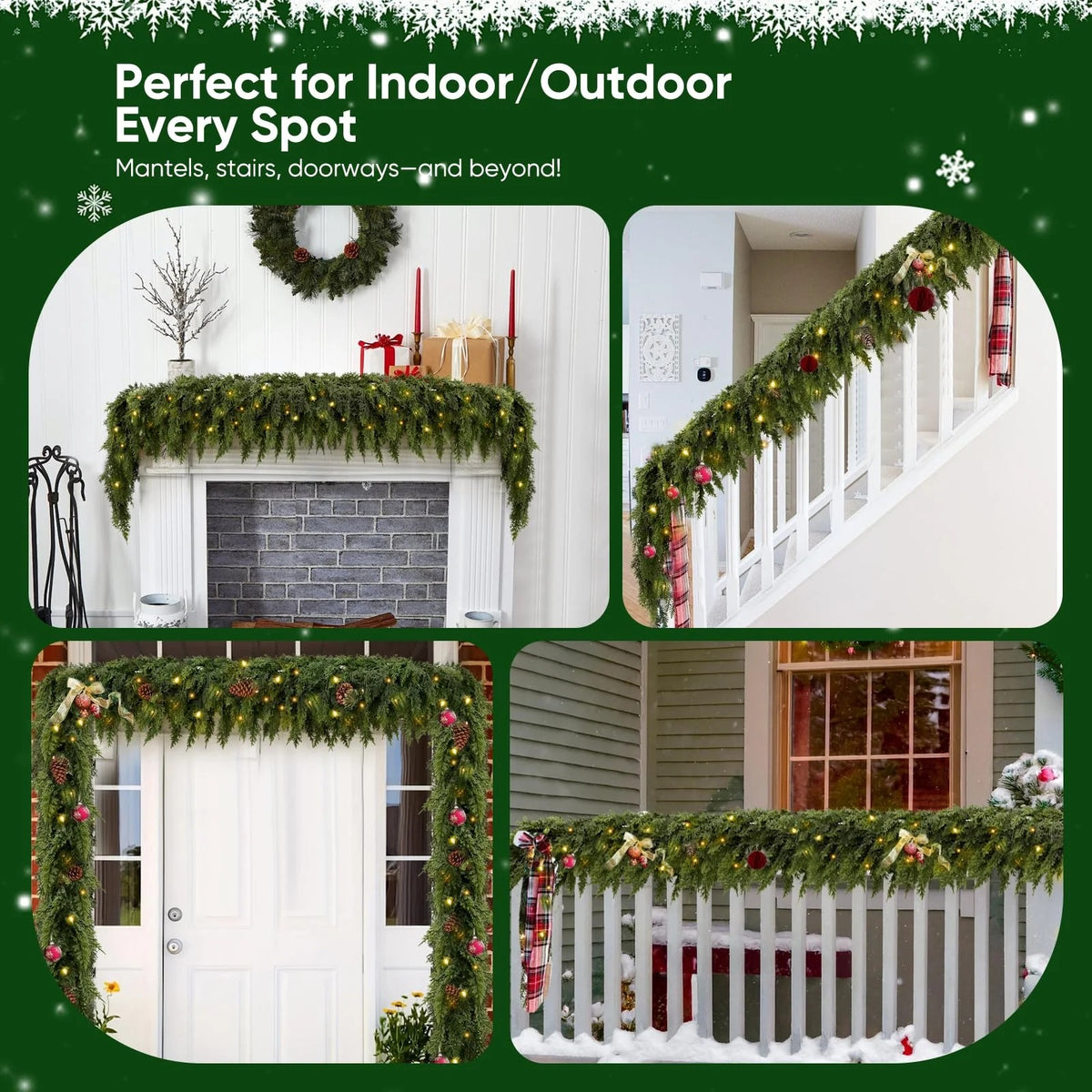 Artificial Cedar Christmas Wreath with Lights