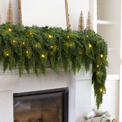Artificial Cedar Christmas Wreath with Lights