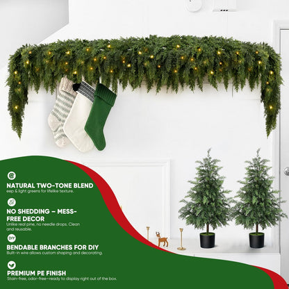 Artificial Cedar Christmas Wreath with Lights