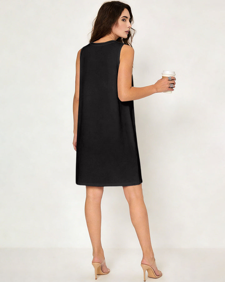 Dating Couple Love Sequin Slogan Printed Sleeveless Dress