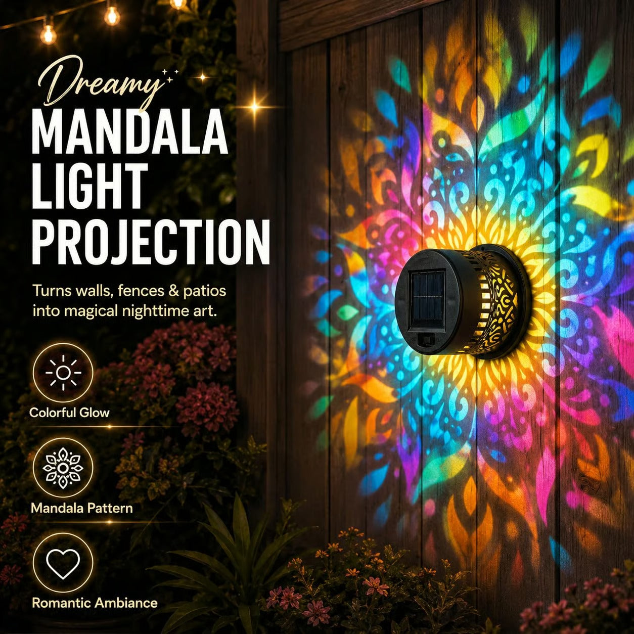 ✨Mandala Solar Wall Lamp – Magical Patio Night Ambience