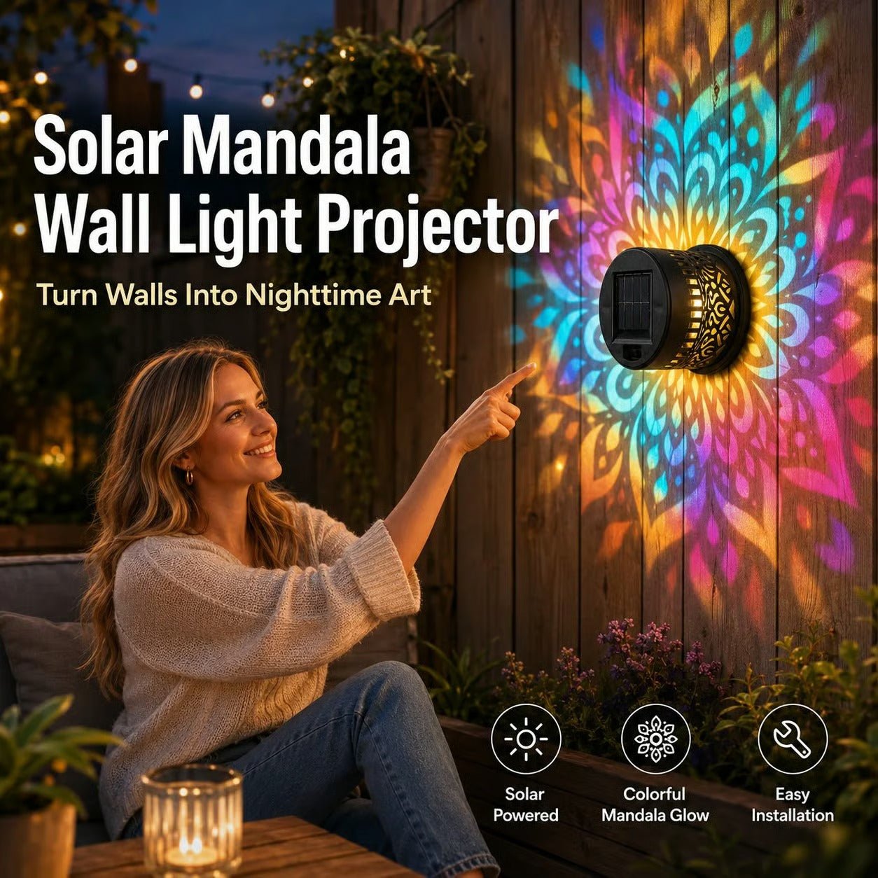 ✨Mandala Solar Wall Lamp – Magical Patio Night Ambience