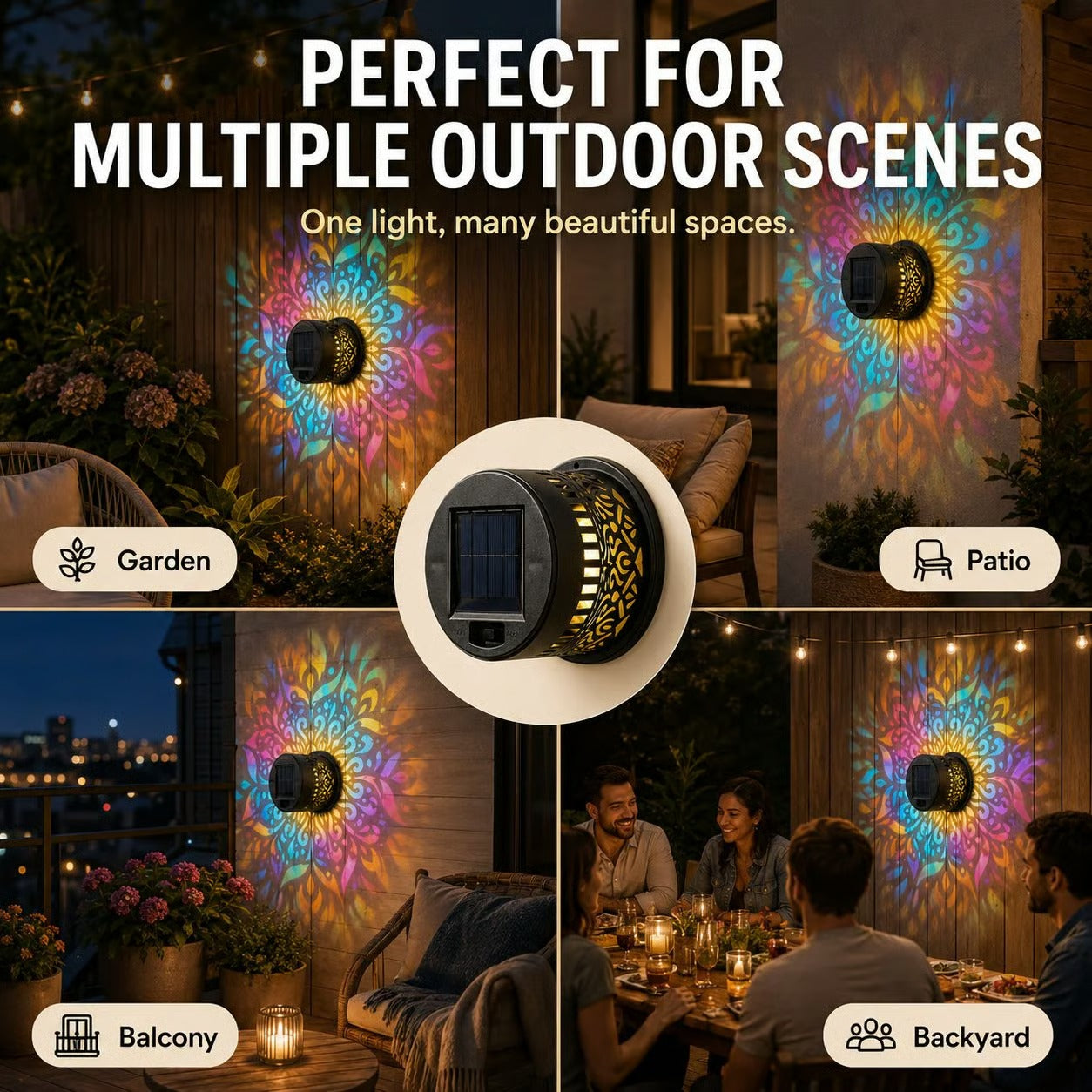 ✨Mandala Solar Wall Lamp – Magical Patio Night Ambience