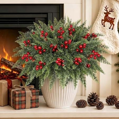 Artificial Christmas Greenery Arrangement: Cedar and Red Berries