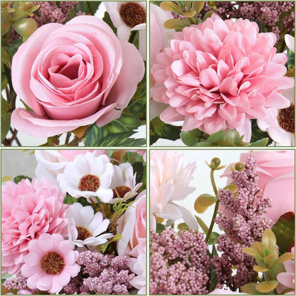4-Piece Set: Artificial 7-Stem Hydrangea and Peony Bouquet