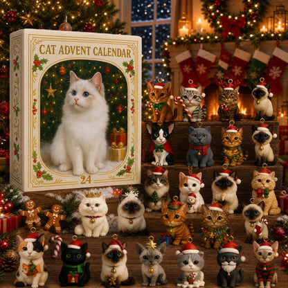 Advent Calendar 2026 3D Cat Advent Calendar Gift for Adults Friends Cat Owners and Lovers Christmas Holiday Countdown Gift 24 Designs Cats Charm Christmas Tree Ornament