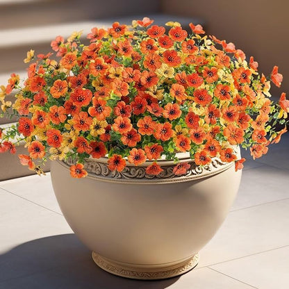 Outdoor Artificial Violet Flowers, 7-Stem Faux Floral Bush for Garden & Balcony Decor