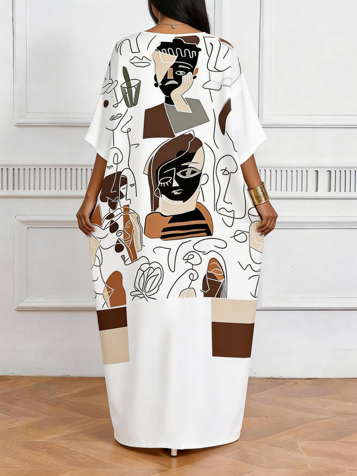 Simple Line Figure V-Neck Casual Elegant Dress