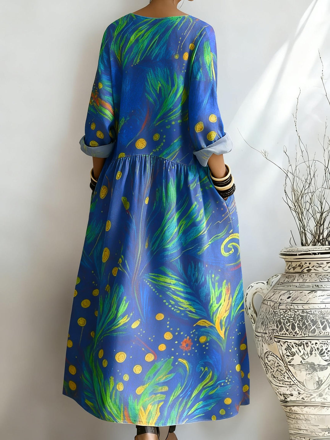 Women's Van Gogh Starry Print Pocket Dress