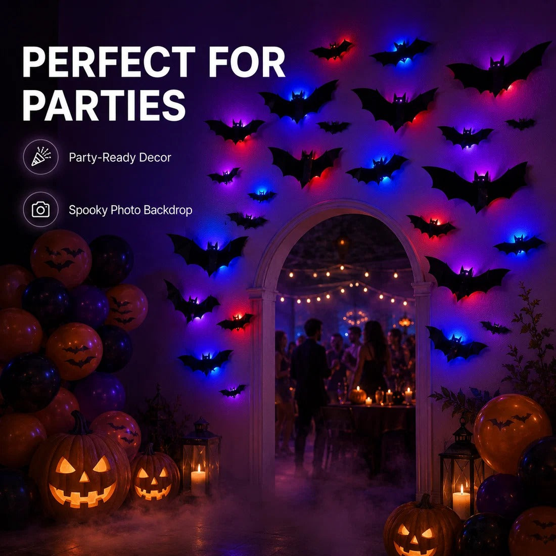 Halloween LED Wall Decal Night Lights (Bat, Spider, and Ghost Designs)